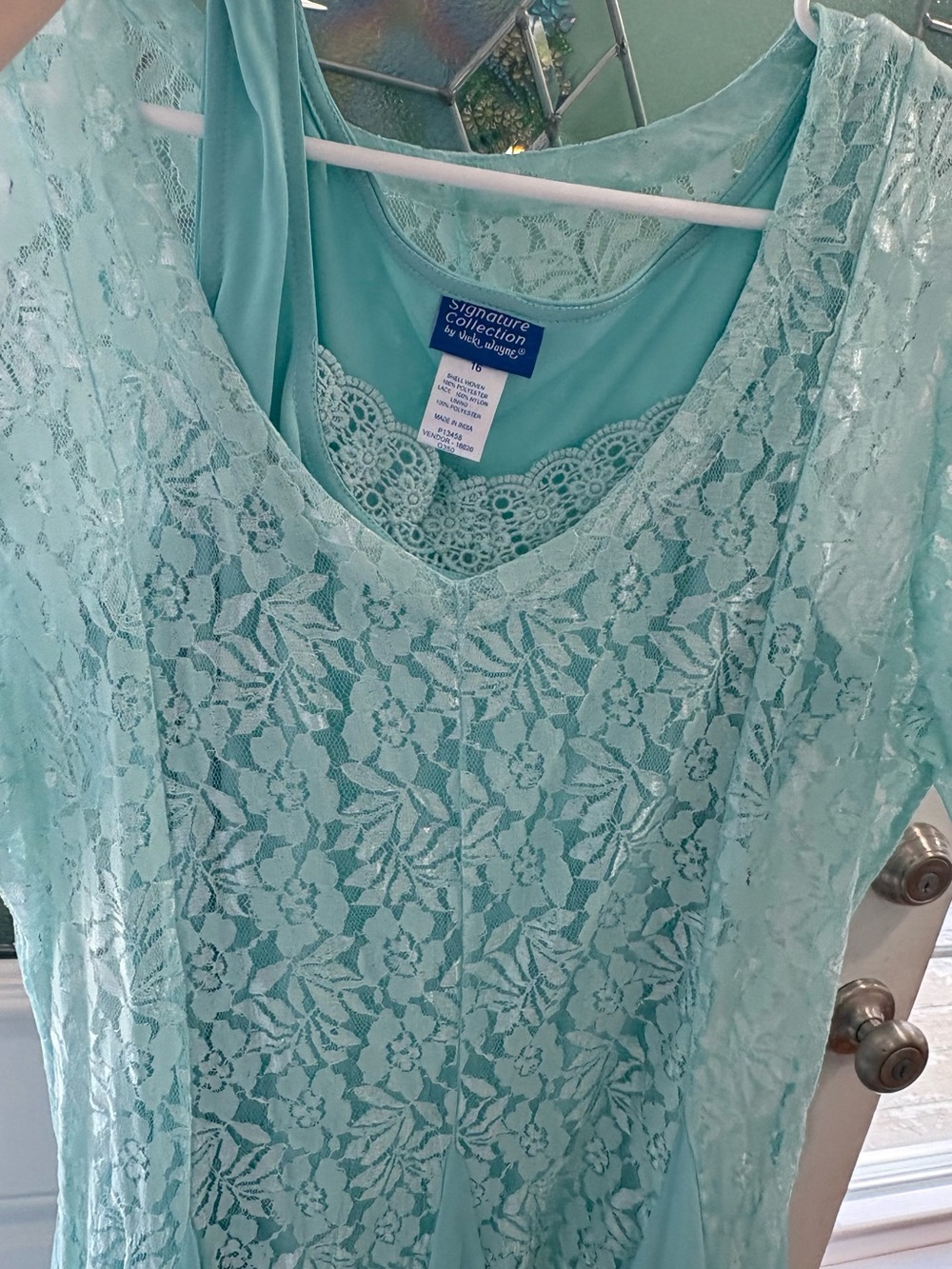 Signature Collection Lace Overlay Mint Green Dress